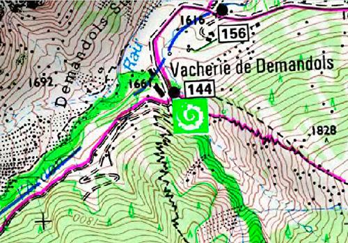 Limite du coeur du Parc national sur carte IGN