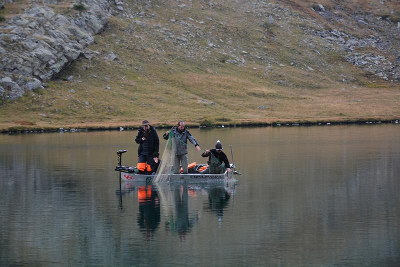 Suivi du Lac du Lauzanier par les équipes du PNM, de la FDPPMA 04 et de l'Association de pêche La truite de l'Ubaye